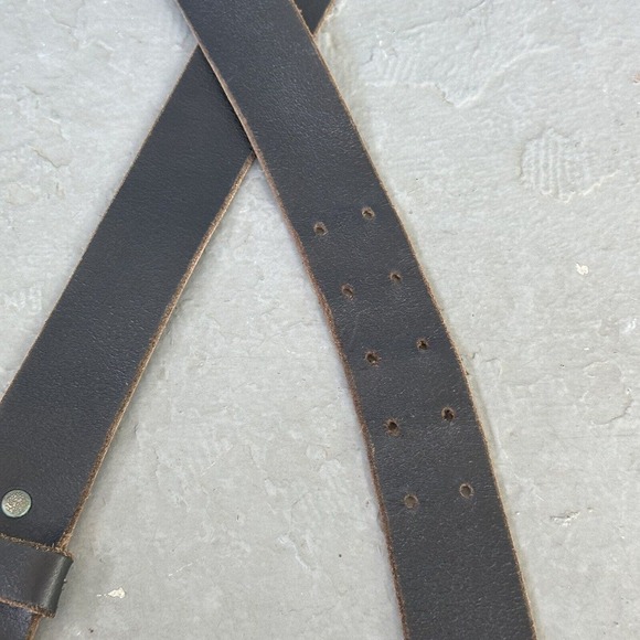 Vintage 90s Grunge Punk Leather Nickel Buckle Leather Belt - Dark Brown, 40” - Picture 6 of 9